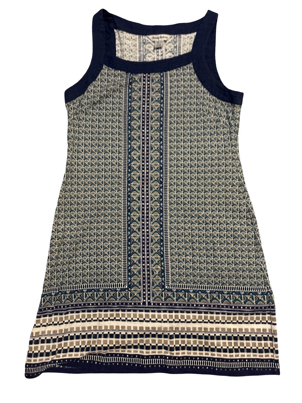 Tommy Bahama Navy and Cream Printed Sleeveless Shift Dress